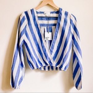 by the way. Cropped Striped V-Neck Top